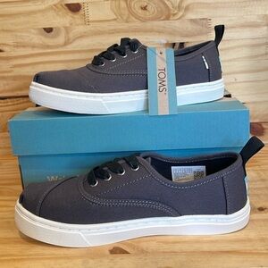 TOMS Yourh Cordones Forged Iron Grey Canvas Cupsole Size 2